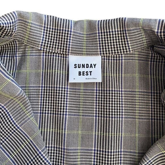 Sunday Best Aritzia Blazer Cropped Short Sleeve Plaid Medium - Picture 4 of 5